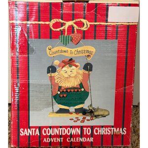 VINTAGE 28-Piece Santa Countdown To Christmas Hanging Advent Calendar (READ)
